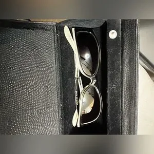 Evita Peroni Thin Sunglasses black with offwhite accent Accessories | Evita Peroni Thin Sunglasses Black With  main image 2